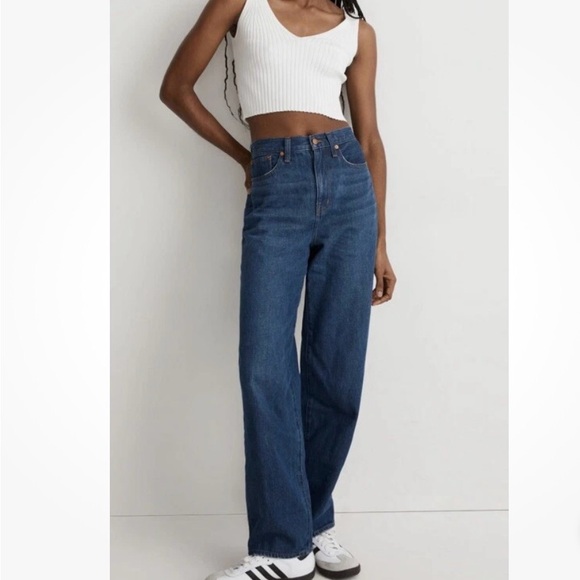 NWT Madewell Baggy Straight Jeans in Dark Worn Indigo Wash - Picture 2 of 4